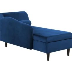 Beliani LUIRO - Chaise longue - Blauw - Rechterzijde - Fluweel