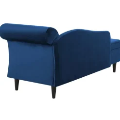 Beliani LUIRO - Chaise longue - Blauw - Rechterzijde - Fluweel