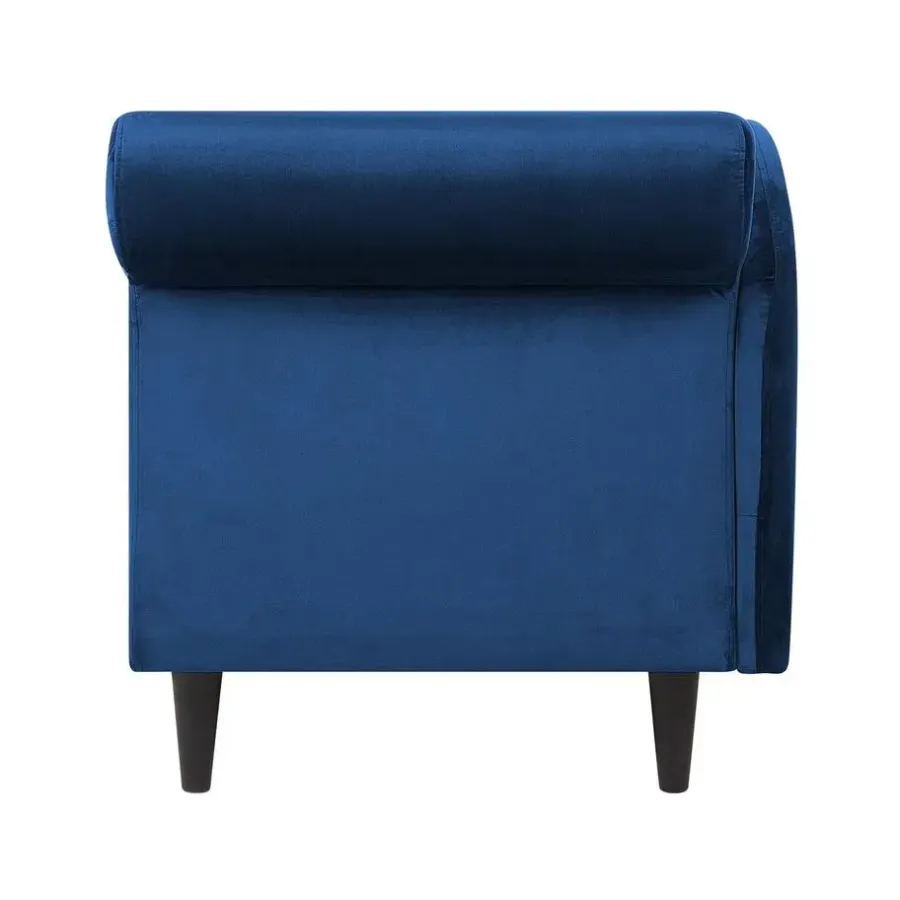 Beliani LUIRO - Chaise longue - Blauw - Rechterzijde - Fluweel