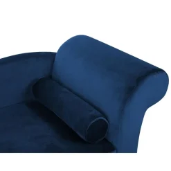 Beliani LUIRO - Chaise longue - Blauw - Rechterzijde - Fluweel