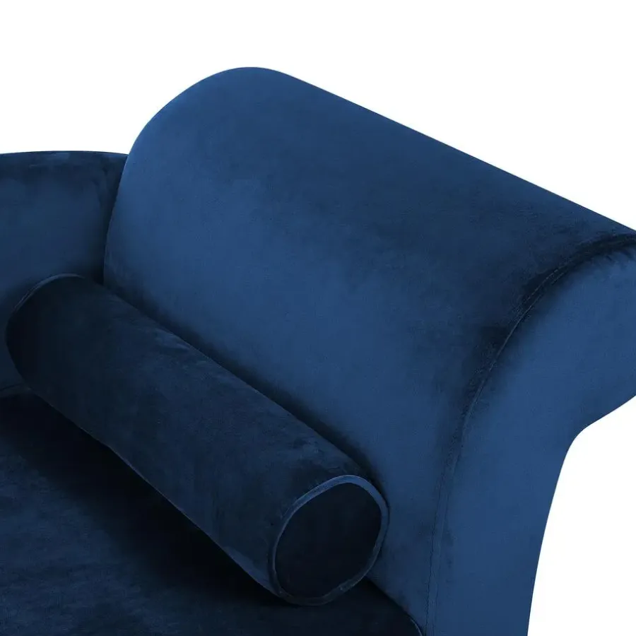 Beliani LUIRO - Chaise longue - Blauw - Rechterzijde - Fluweel