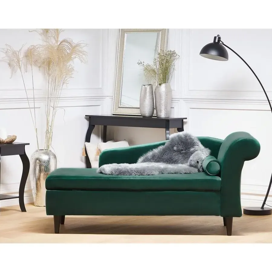 Loveseats-Beliani LUIRO - Chaise longue - Groen - Rechterzijde - Fluweel