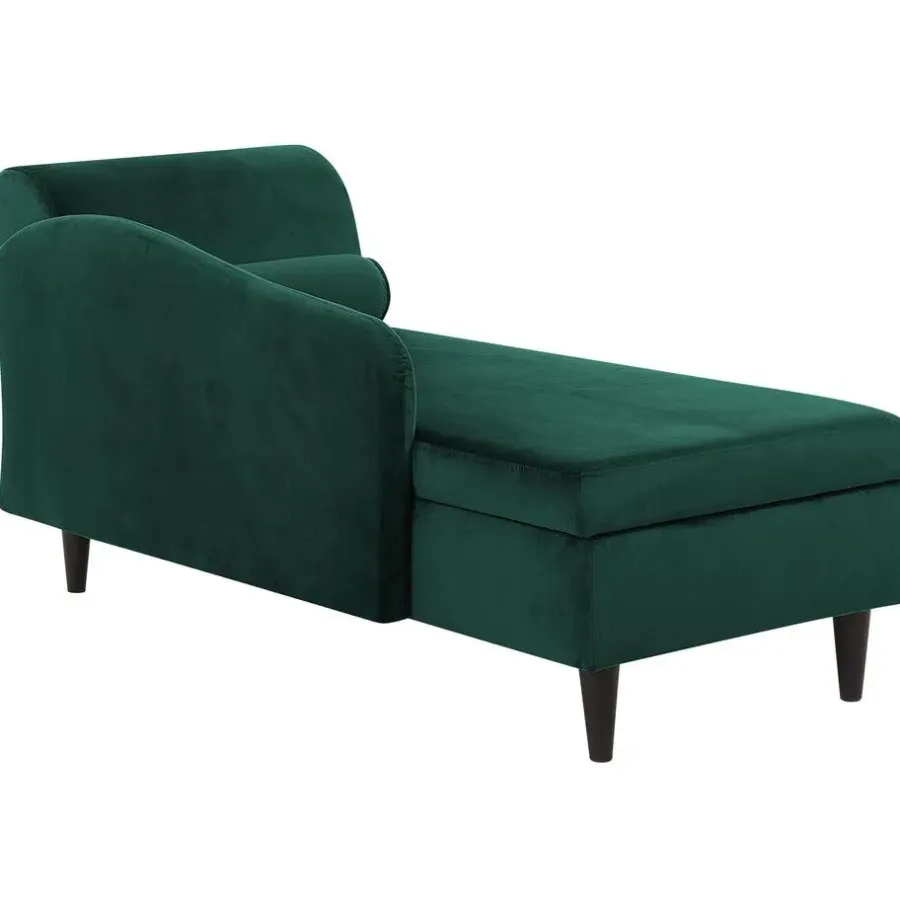 Loveseats-Beliani LUIRO - Chaise longue - Groen - Rechterzijde - Fluweel
