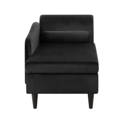 Beliani LUIRO - Chaise longue - Zwart - Rechterzijde - Fluweel