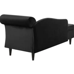 Beliani LUIRO - Chaise longue - Zwart - Rechterzijde - Fluweel