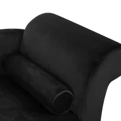 Beliani LUIRO - Chaise longue - Zwart - Rechterzijde - Fluweel