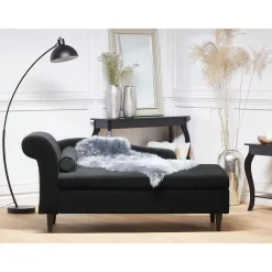 Loveseats-Beliani LUIRO - Chaise longue - Zwart - Linkerzijde - Fluweel