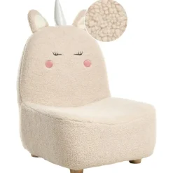 Fauteuils-Leen Bakker LULEA - Kinderstoel - Lichtbeige - Bouclé