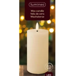 Kaarsen-Lumineo LED kaars - creme wit - D7 x H15 cm - met timer