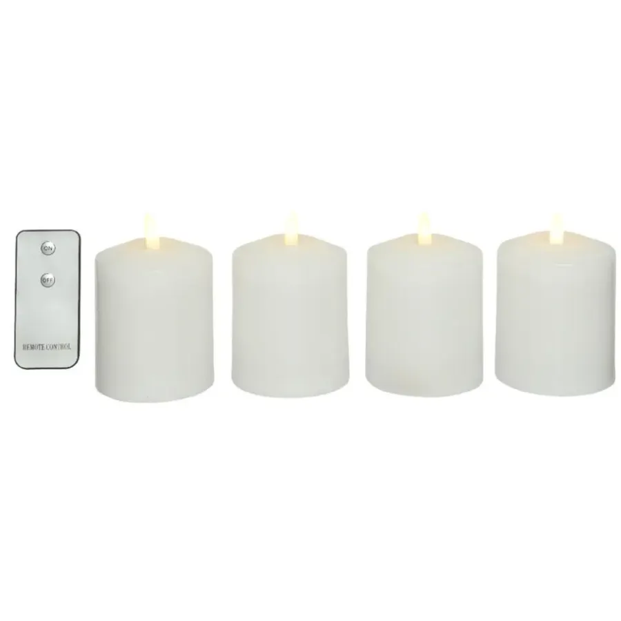 Lumineo LED kaarsen set - 4x stuks - wit - kerkkaarsen
