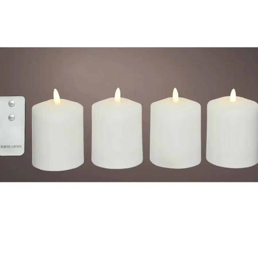 Lumineo LED kaarsen set - 4x stuks - wit - kerkkaarsen