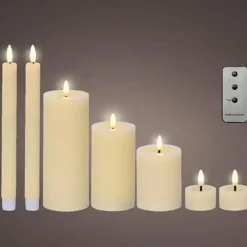 Kaarsen-Lumineo LED kaarsen set - 7-delig - creme - met afstandsbediening