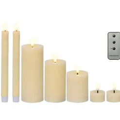 Kaarsen-Lumineo LED kaarsen set - 7-delig - creme - met afstandsbediening