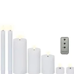Lumineo LED kaarsen set - 7-delig - wit - met afstandsbediening