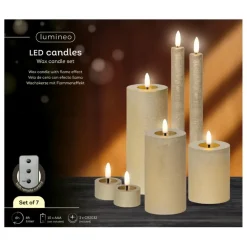 Kaarsen-Lumineo LED kaarsen set - 3x st - lichtroze - afstandsbediening