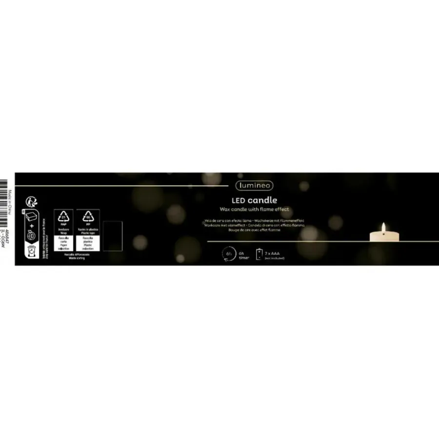 Lumineo LED kaars/stompkaars - lichtgrijs - D7,5 x H17,3 cm
