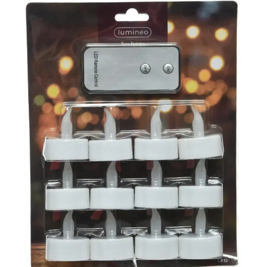 Kaarsen-Lumineo LED waxinelichtjes - 12x stuks - wit