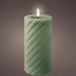Kaarsen-Lumineo Luxe LED kaars - groen - D7,5 x H17 cm - timer