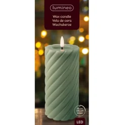 Kaarsen-Lumineo Luxe LED kaars - groen - D7,5 x H17 cm - timer