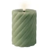 Lumineo Luxe LED kaars - groen - D7,5 x H12,3 cm - timer