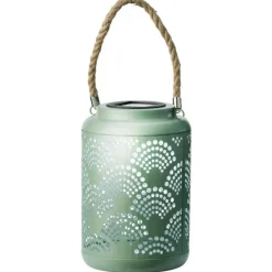 Kandelaars En Windlichten-Lumineo Tuin lantaarn - solar - jade groen - metaal - D15 x H23 cm
