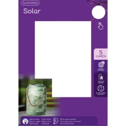 Kandelaars En Windlichten-Lumineo Tuin lantaarn - solar - jade groen - metaal - D15 x H23 cm