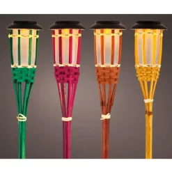 Lumineo Tuinfakkel Bodi - solar - groen - vlameffect - 54 cm