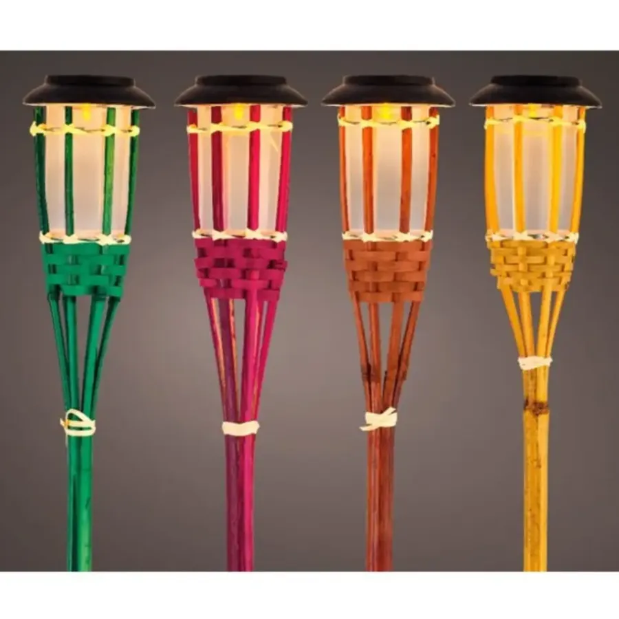Lumineo Tuinfakkel Bodi - solar - groen - vlameffect - 54 cm