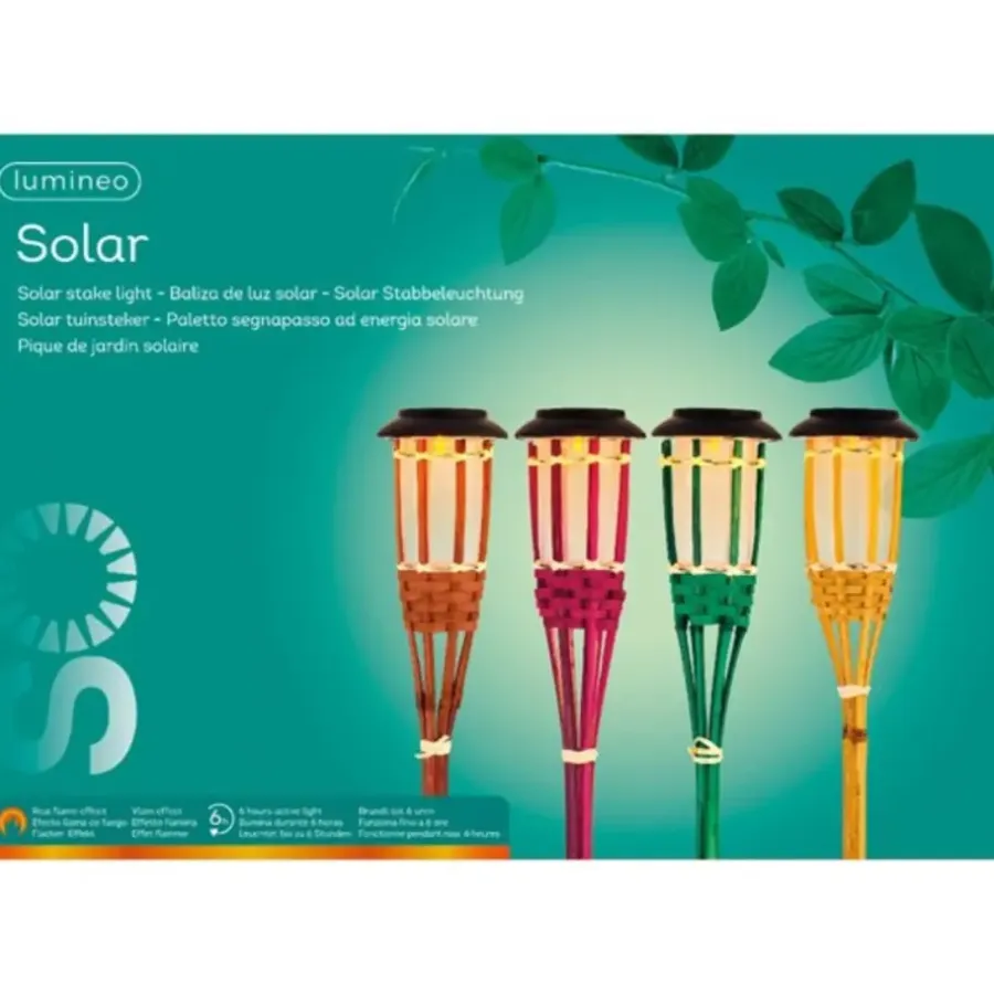Lumineo Tuinfakkel Bodi - solar - groen - vlameffect - 54 cm