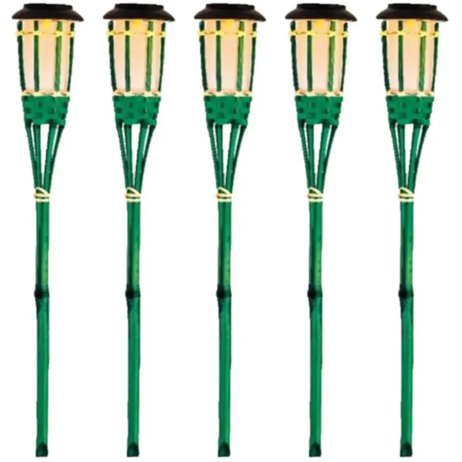 Lumineo Tuinfakkel Bodi - solar - groen - vlameffect - 54 cm