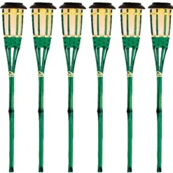 Lumineo Tuinfakkel Bodi - solar - groen - vlameffect - 54 cm
