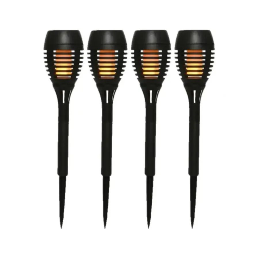 Buitenverlichting|Prikspots-Lumineo Tuinfakkels - 4x stuks - Solar licht - vlameffect - 27 cm