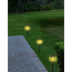 Buitenverlichting|Prikspots-Lumineo Tuinfakkels - 4x stuks - Solar licht - vlameffect - 27 cm