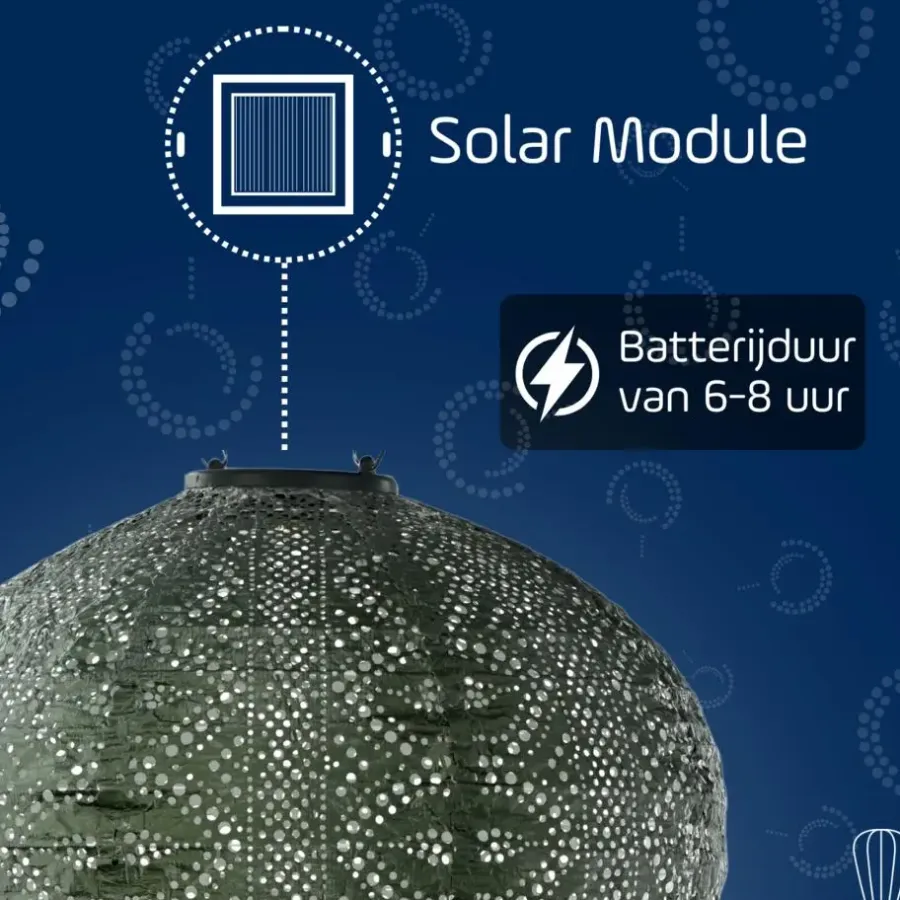 Lichtsnoeren-Lumiz Lampion op zonne energie - Solar tuinverlichting - Monaco Set - 3 stuks