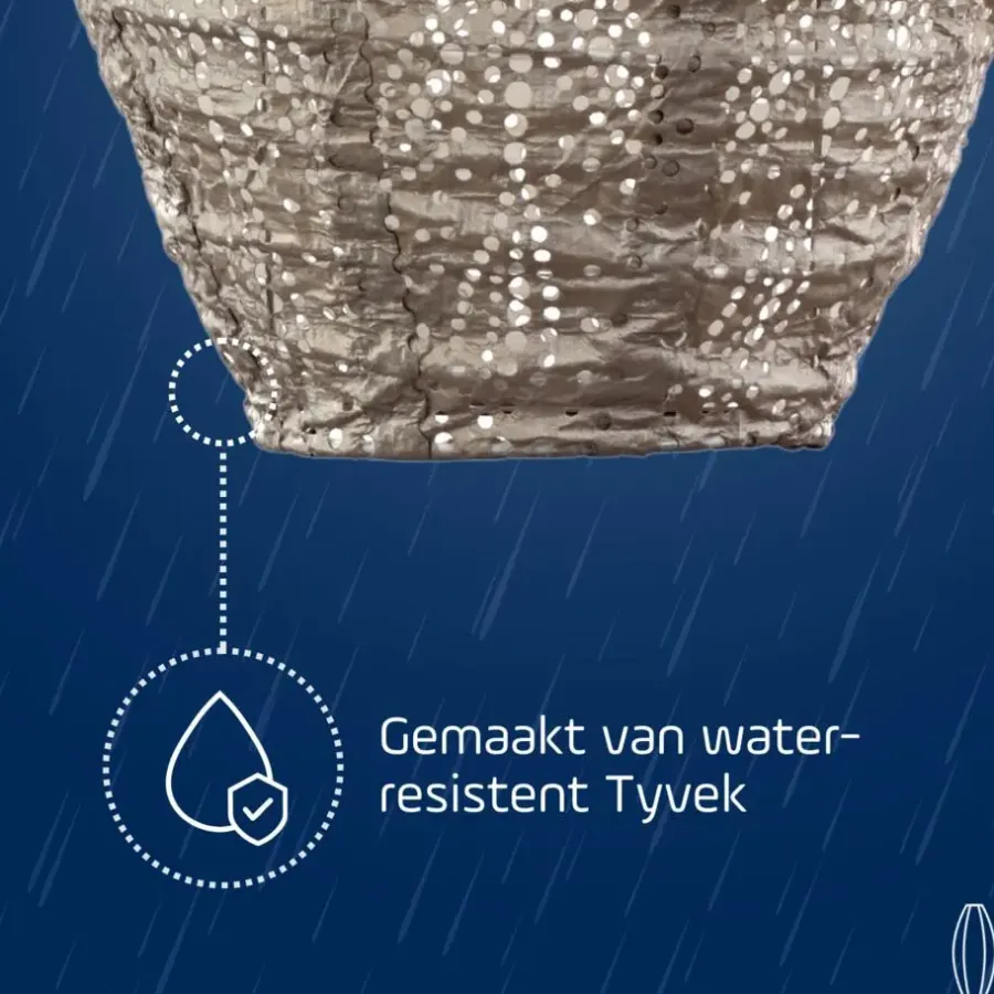 Lumiz Solar Lampion Folia Long Oval - 20 cm - Licht Taupe
