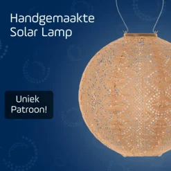 Lichtsnoeren-Lumiz Solar Lampion Lace Rond - 30 cm - Abrikoos