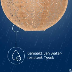 Lichtsnoeren-Lumiz Solar Lampion Lace Rond - 30 cm - Abrikoos