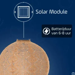 Lichtsnoeren-Lumiz Solar Lampion Lace Rond - 30 cm - Abrikoos