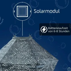 Buitenverlichting-Lumiz Solar Lampion Lace Diamond - 28 cm - Grijs Blauw