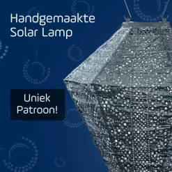 Buitenverlichting-Lumiz Solar Lampion Lace Diamond - 28 cm - Grijs Blauw