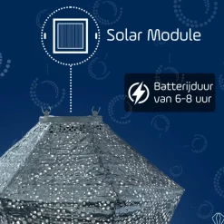 Buitenverlichting-Lumiz Solar Lampion Lace Diamond - 28 cm - Grijs Blauw