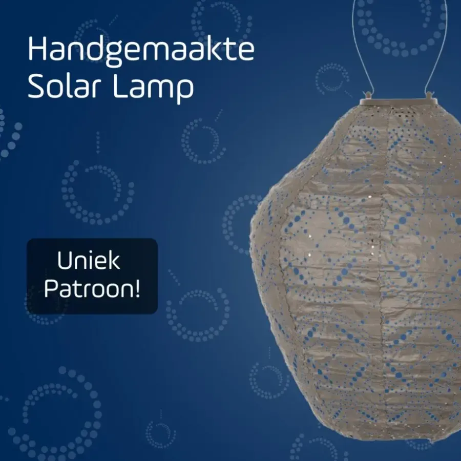 Lichtsnoeren-Lumiz Solar Lampion Mandela Jar - 30 cm - Taupe