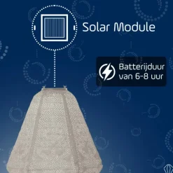 Lichtsnoeren-Lumiz Solar Lampion Marrakesh Can - 30 cm - Licht Taupe