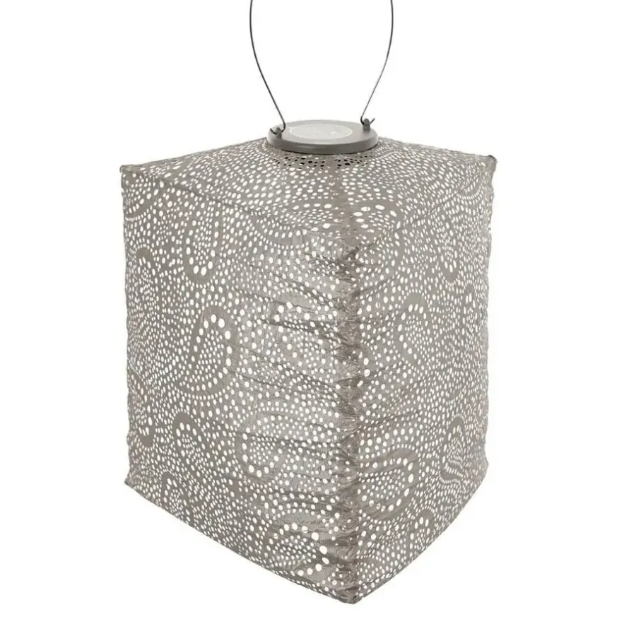 Lichtsnoeren-Lumiz Solar Lampion Paisley Triangle - 28 cm - Licht Taupe