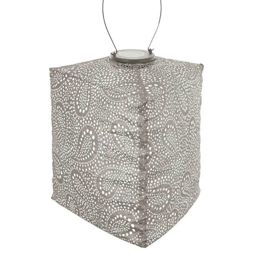 Lichtsnoeren-Lumiz Solar Lampion Paisley Triangle - 28 cm - Licht Taupe