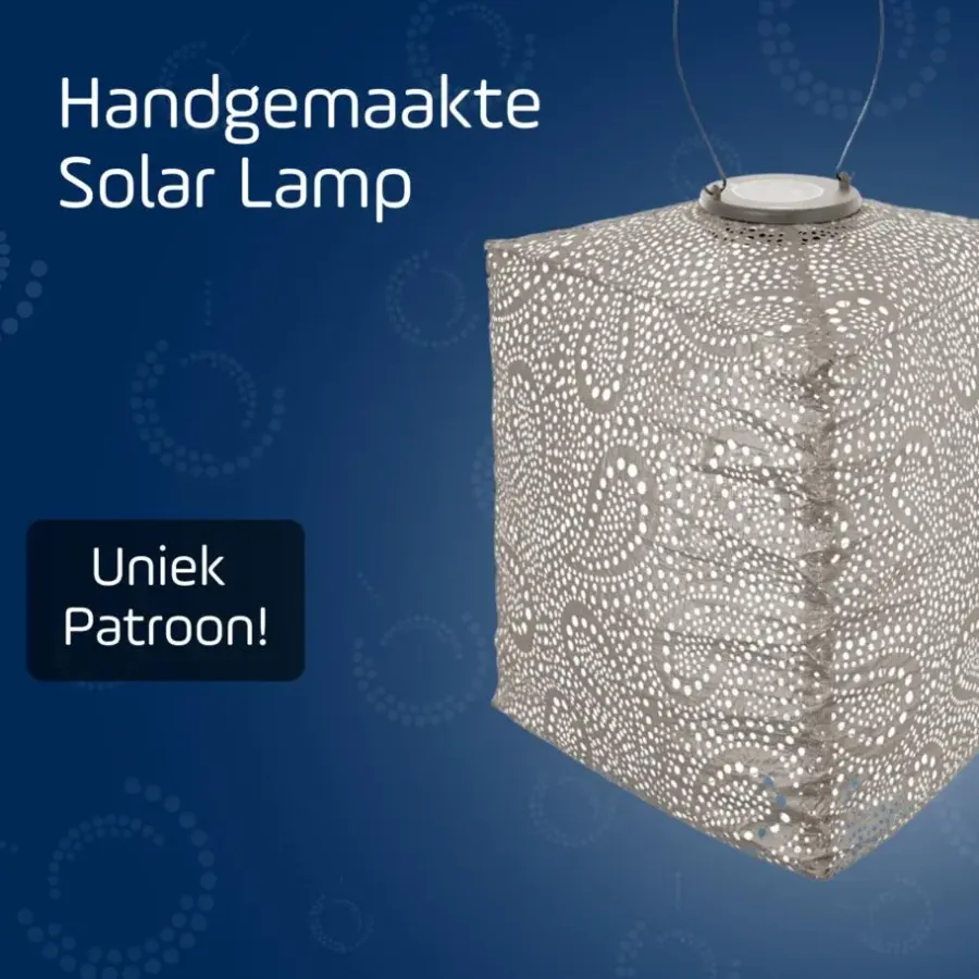 Lichtsnoeren-Lumiz Solar Lampion Paisley Triangle - 28 cm - Licht Taupe