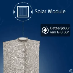 Lichtsnoeren-Lumiz Solar Lampion Paisley Triangle - 28 cm - Licht Taupe