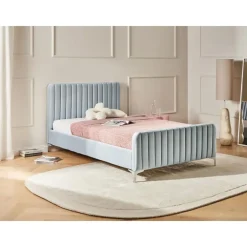 Twijfelaars-Leen Bakker LUNAN - Tweepersoonsbed - Lichtblauw - 120 x 200 cm - Fluweel