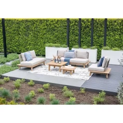 Loungebanken-Garden Impressions Lunar tweezitsbank - acaciahout met white wash - taupe - grey sand