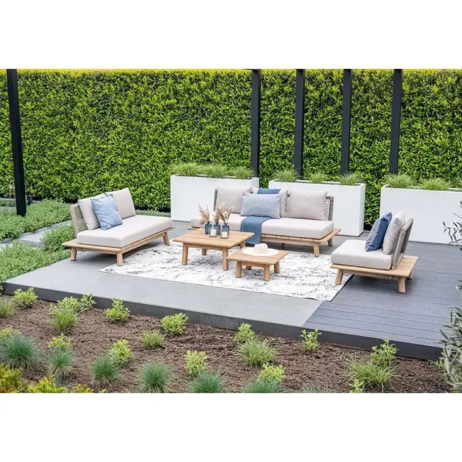 Loungebanken-Garden Impressions Lunar tweezitsbank - acaciahout met white wash - taupe - grey sand